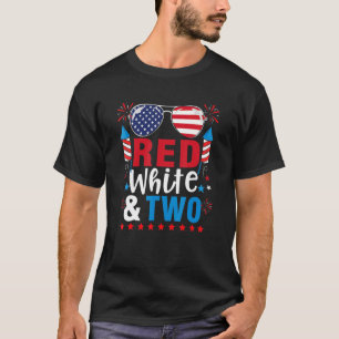 Camiseta Blanco Rojo Y Dos Niños De Segundo Cumpleaños 4 De