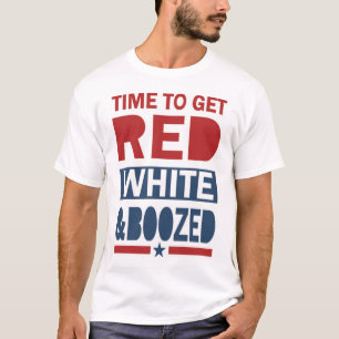 Camiseta Blanco rojo y emborrachado - 4to divertido de la