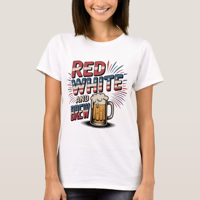 Camiseta Blanco rojo y estilo de cosecha de vigas (Anverso)