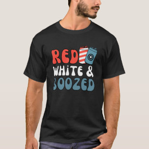 Camiseta Blanco Rojo Y Groovy Retro Bootizado 4 De Julio Dr