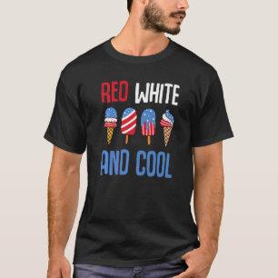 Camiseta Blanco Rojo Y Guay Patriótico Helado Crema Popsicl