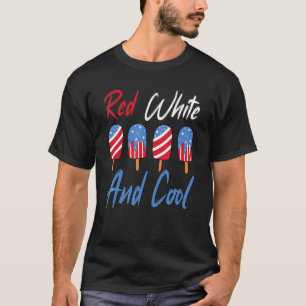 Camiseta Blanco Rojo Y Guay Patriótico Helado Crema Popsicl