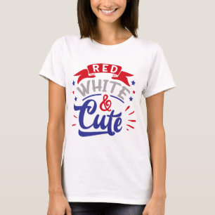Camiseta Blanco Rojo y lindo