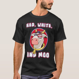 Camiseta Blanco Rojo Y Moo 4 De Julio Agricultor De Vacas P