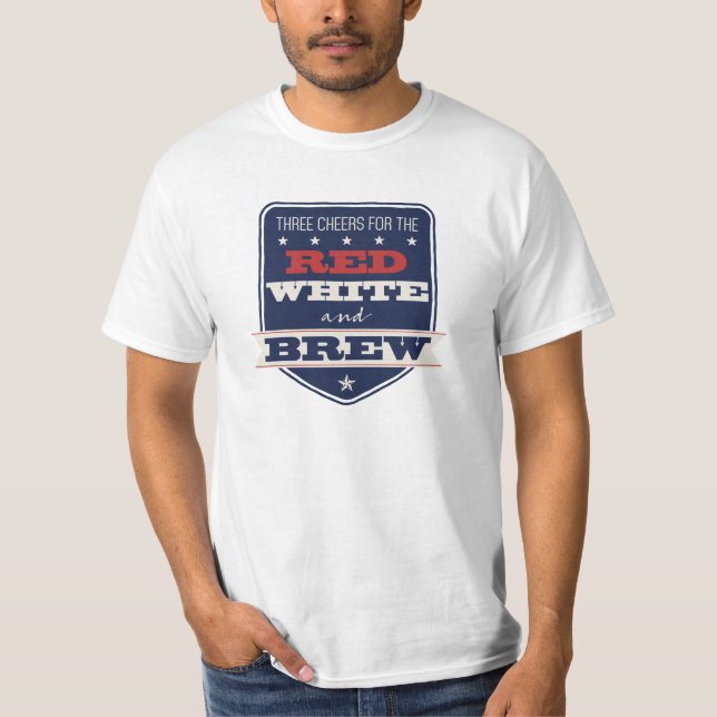 Camiseta Blanco Rojo y Patriótico de Brew | 4 de julio (Anverso)