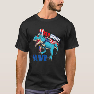 Camiseta Blanco Rojo Y Rawr 4 De Julio Rex Tee