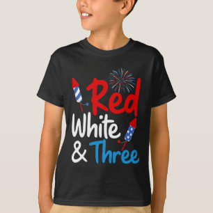 Camiseta Blanco Rojo Y Tres Tercios Cumpleaños 4 De Julio I