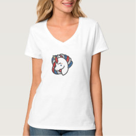 Camiseta Blanco rojo y unicornio azul
