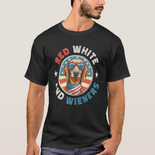 Camiseta Blanco Rojo y Wieners Dachshund Weiner Dog Julio 4