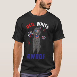 Camiseta Blanco Rojo Y Woof Negro Standard Poodle Perro 4O