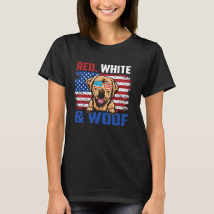 Camiseta Blanco Rojo Y Woof Red Labrador Perro Lover USA 4