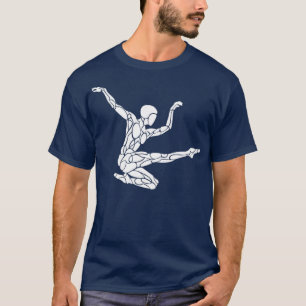 Camiseta Blanco sobre el baile de patinaje negro para gimna