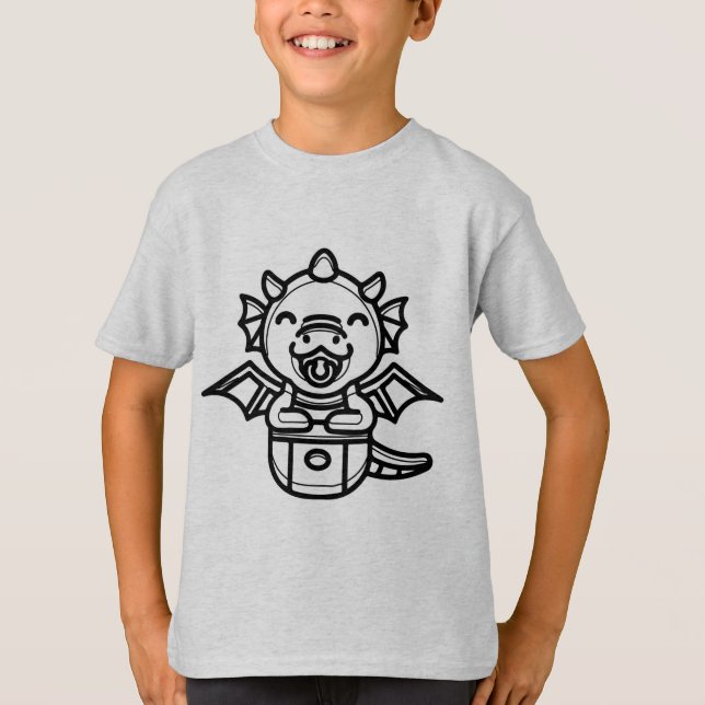 Camiseta BLANCO Y NEGRO #13 - Pequeño dragón en mi bolsillo (Anverso)