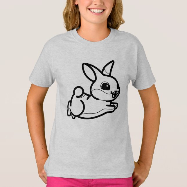 Camiseta BLANCO Y NEGRO #39 - Conejo Saltando (Anverso)