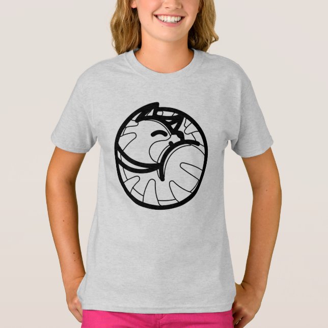 Camiseta BLANCO Y NEGRO #45 - Gato durmiendo V01 (Anverso)