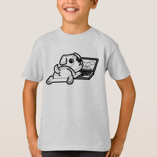 Camiseta BLANCO Y NEGRO #53 - Un perro de diseño (Anverso)