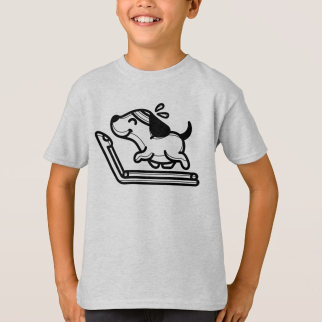 Camiseta BLANCO Y NEGRO #57 - Un perro en el gimnasio (Anverso)