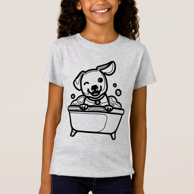 Camiseta BLANCO Y NEGRO #58 - Bañando a un perro (Anverso)