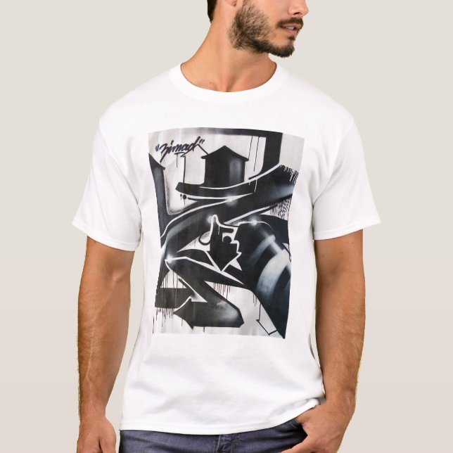 CAMISETA BLANCO Y NEGRO DE ZIMAD SPRAYPAINT (Anverso)