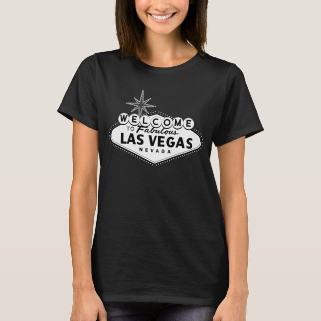 Camiseta blanco y negro del Rótulo de Las Vegas (Anverso)