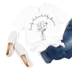 Camiseta Blanco y negro mínimo "Fácilmente Distraído Por La