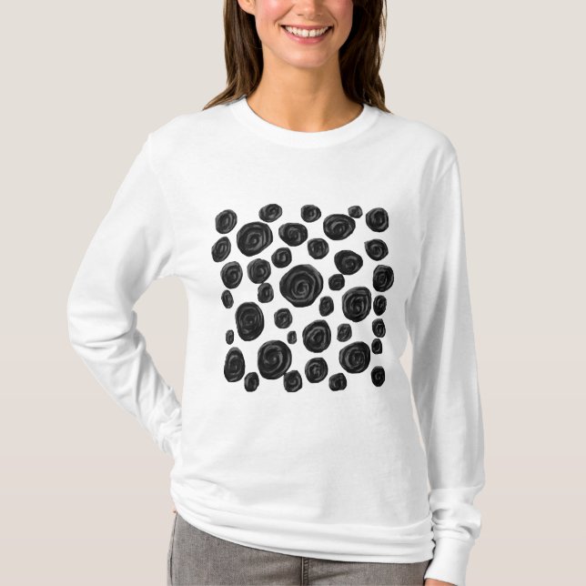 Camiseta Blanco y negro, modelo de los rosas (Anverso)