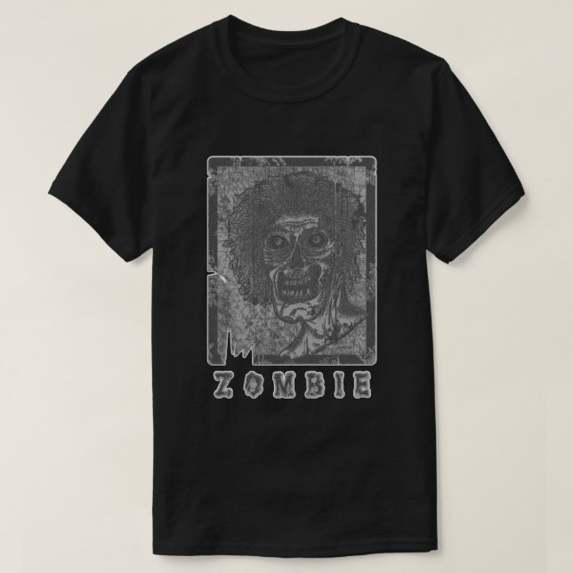 Camiseta Blanco zombi-gris angustiado (Diseño del anverso)