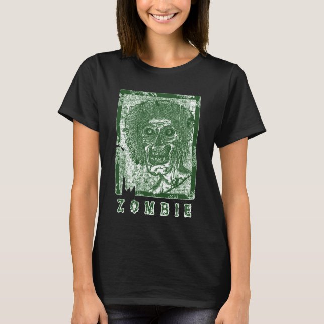 Camiseta Blanco zombi-verde angustiado (Anverso)