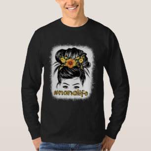 Camiseta Blanquea Nana Pelo Desordenado Moño Girasol Mujere