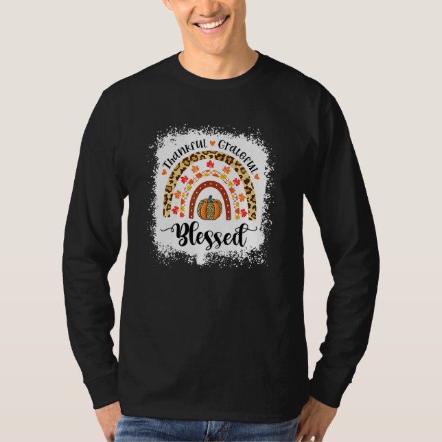 Camiseta Blanqueado Agradecido Agradecido Bendito Otoño Arc (Anverso)