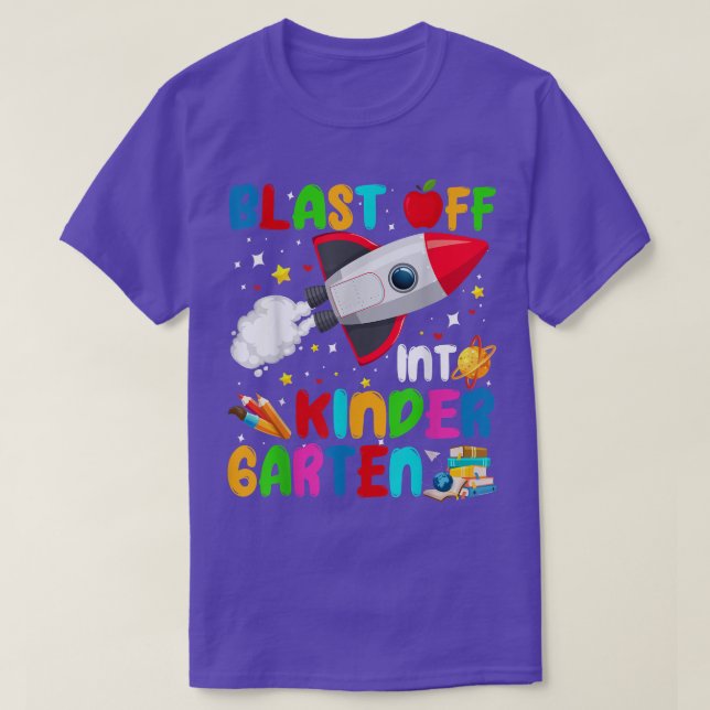 Camiseta Blast Off Into Kindergarten Outer Space Back To Sc (Diseño del anverso)