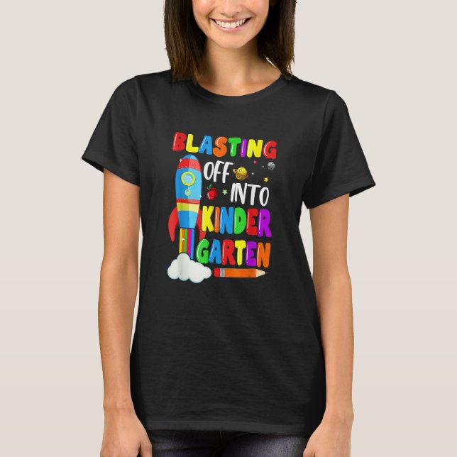 Camiseta Blasting Off Into Kindergarten Back To School Boys (Anverso)
