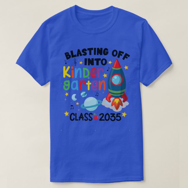 Camiseta Blasting Off Into Kindergarten Crew Boys Kids Back (Diseño del anverso)