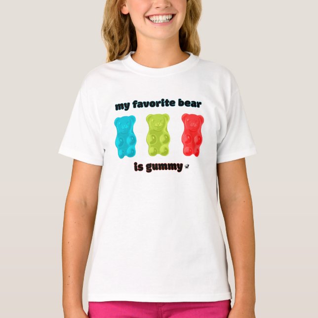 Camiseta Blau, grüne und rote Gummibärchen Abbildung (Anverso)