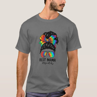 Camiseta Bleach Best Mama Ever Tie Dye Messy Bun Hair Mothe