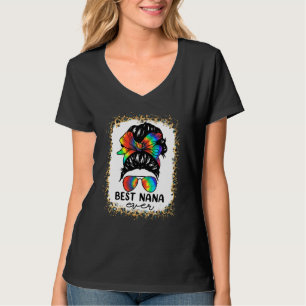 Camiseta Bleach Best Nana Ever Tie Dye Messy Bun Hair Mothe