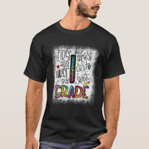 Camiseta Bleached 1St Grade Typography Team Ffirst Grade Te