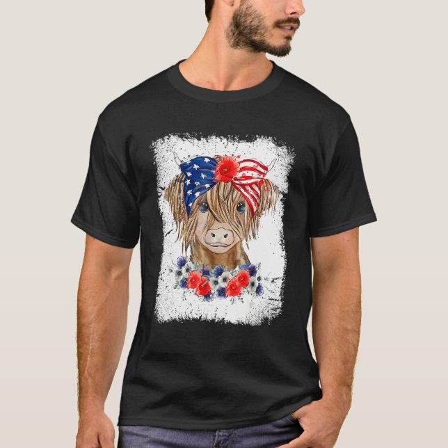 Camiseta Bleached 4th Of July Long Haired Calf USA Patrioti (Anverso)