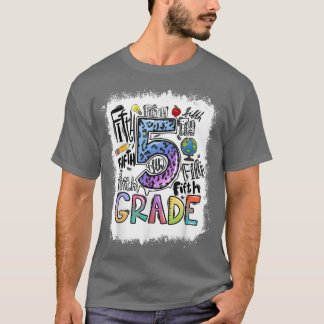 Camiseta Bleached 5th Grade Typography Fifth Grade Back To