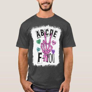 Camiseta Bleached ABCDE F You Skeleton Hand Heart Love Vale