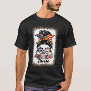 Camiseta Bleached All American Nurse Messy Bun 4 De Julio
