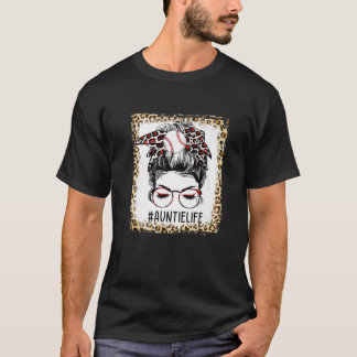 Camiseta Bleached Ball Auntie Messy Bun Game Day Madres Da