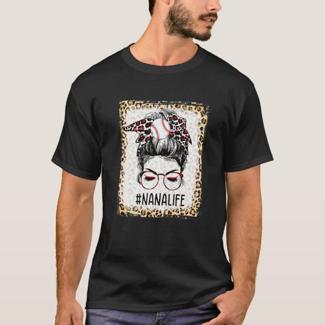Camiseta Bleached Ball Nana Messy Bun Game Day Día de la Ma (Anverso)