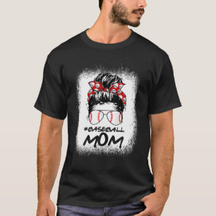Camiseta Bleached Baseball Mom Life Leopard Messy Bun Game