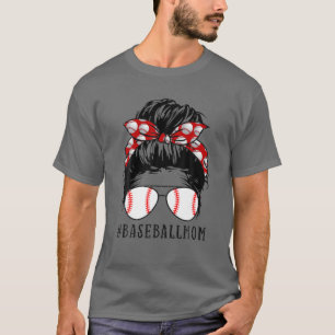 Camiseta Bleached Baseball Mom Messy Bun Player Mom Mother'