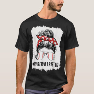 Camiseta Bleached Baseball Sister Life Messy Bun Tball Moth