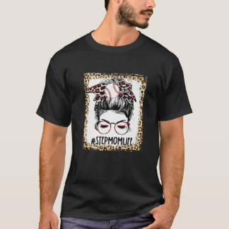 Camiseta Bleached Baseball Stepmom Messy Bun Game Day Mothe