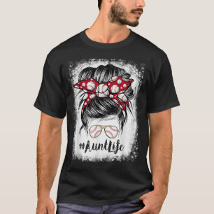 Camiseta Bleached Baseball Tía Life Messy Bun Gafas de sol