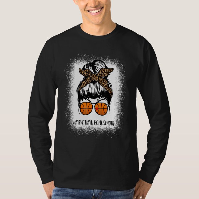 Camiseta Bleached Basketball Bonus Mom Life Leopard Messy (Anverso)