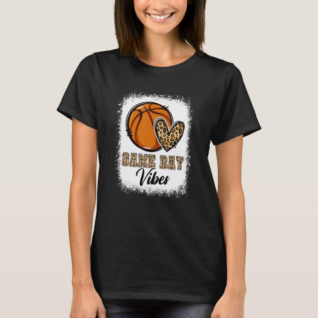 Camiseta Bleached Basketball Game Day Vibes Basketball Mom  (Anverso)